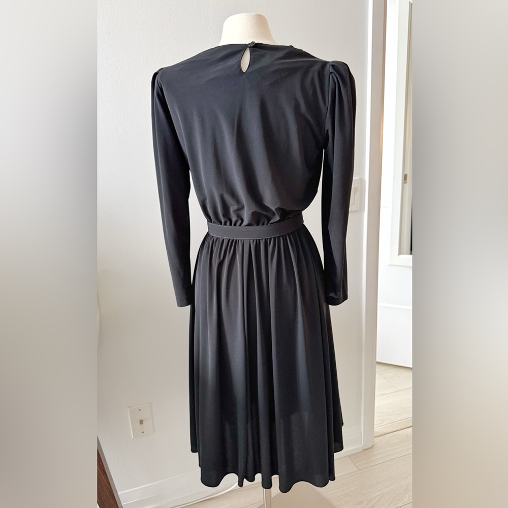 Vintage Joseph Ribkoff Black Draped Midi Dress – Rare Find, Fits S–M - Picture 7 of 10